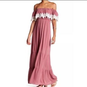 ROMEO+ JULIET COUTURE SIZE MOFF THE SHOULDER MAXI DRESS COLOR DUSTY /ROS…